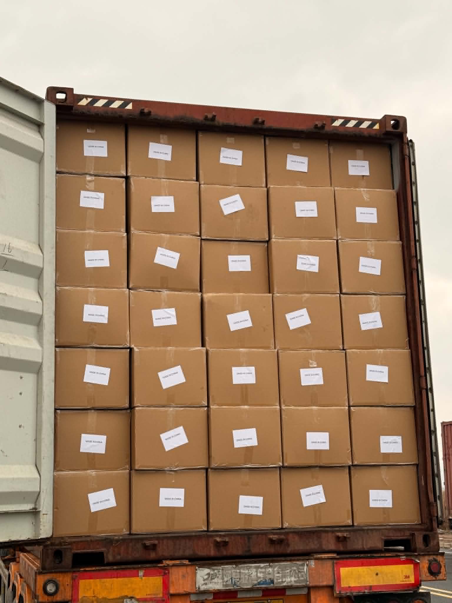 Container cargo prepared for sea freight transport